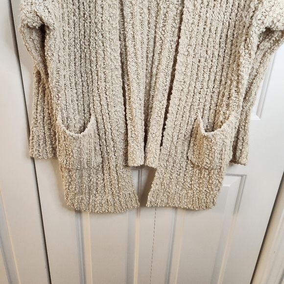 On the Road M/L Boho Open Cardigan Sweater Popcorn Knit made with Vegan Yarn - Picture 5 of 10